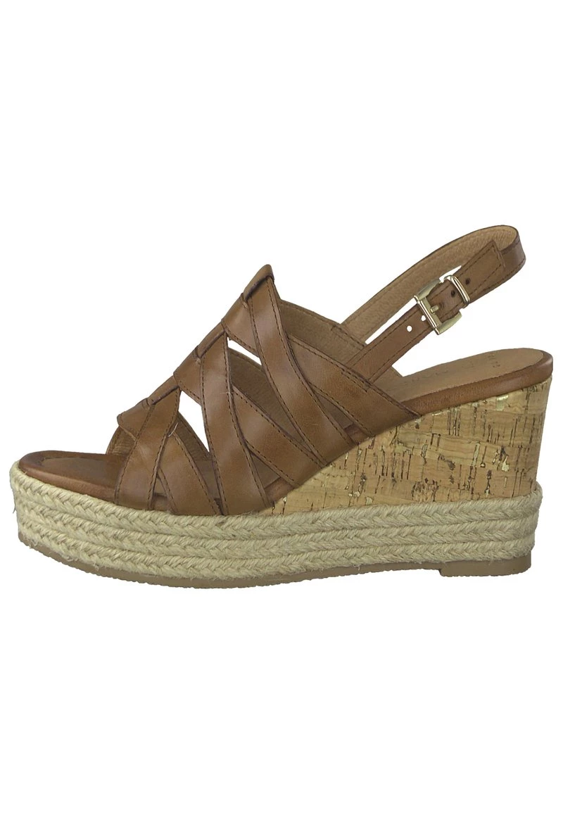 Marco Tozzi Femme Sandales Compensées Cognac Antic 1 Marco Tozzi Femme Sandales Compensées Cognac Antic