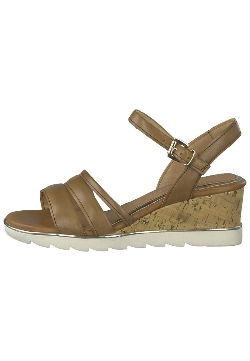 Marco Tozzi Sandales Compensées Cognac Femme 1 Marco Tozzi Sandales Compensées Cognac Femme