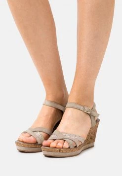 Marco Tozzi Femme Sandales à Plateforme Taupe